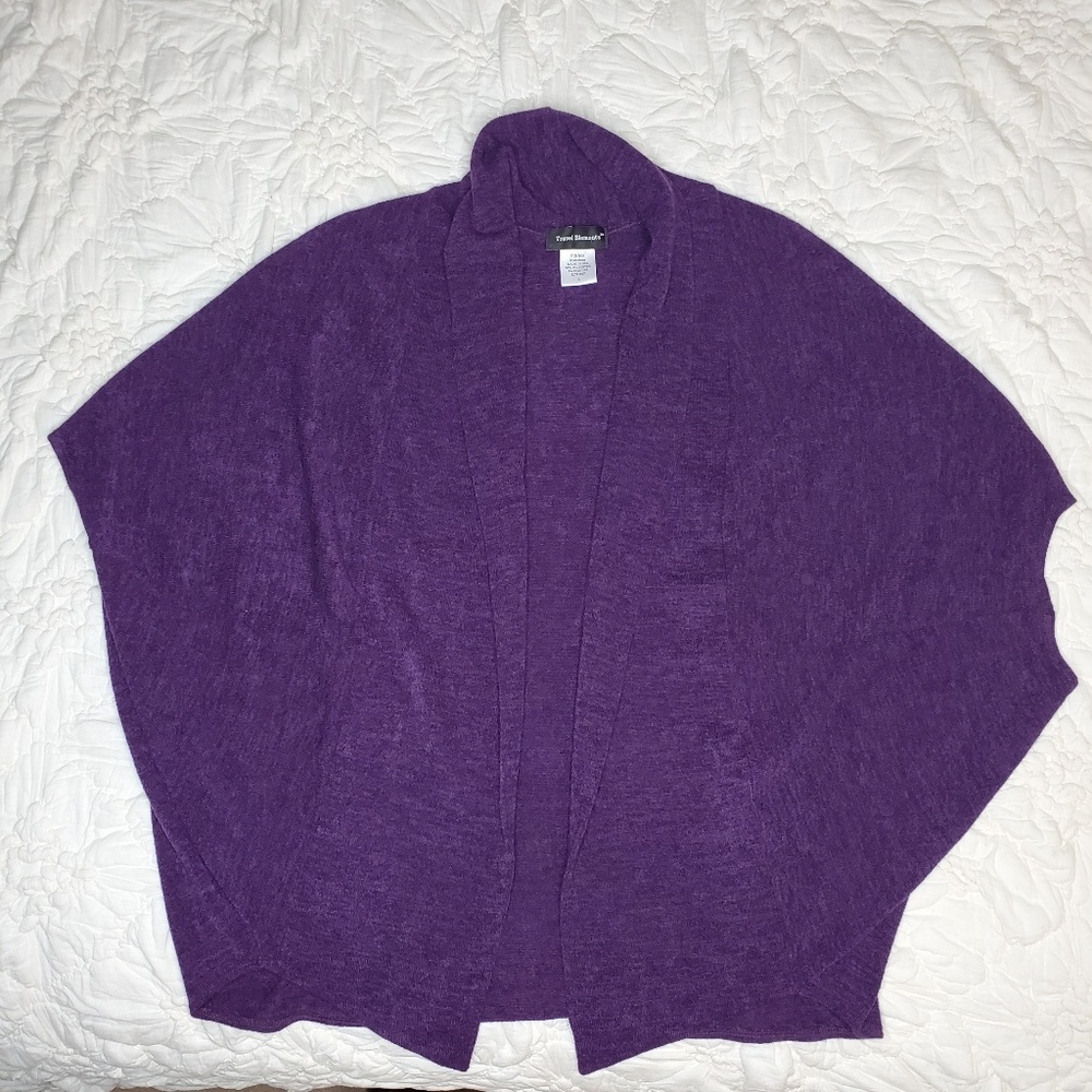 Travel Essentials Purple Open Front Sweater